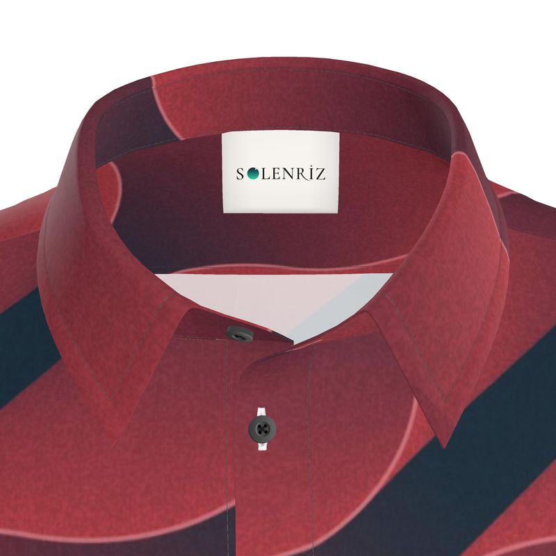 Men’s Burgundy & Navy Abstract Wave Short-Sleeve Shirt | Solenriz - Rizzlly