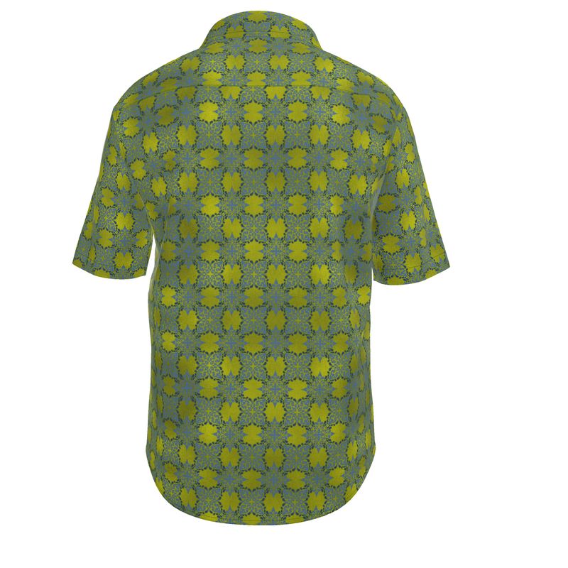 Men’s Lime Green & Blue Floral Short-Sleeve Shirt | Solenriz - Rizzlly