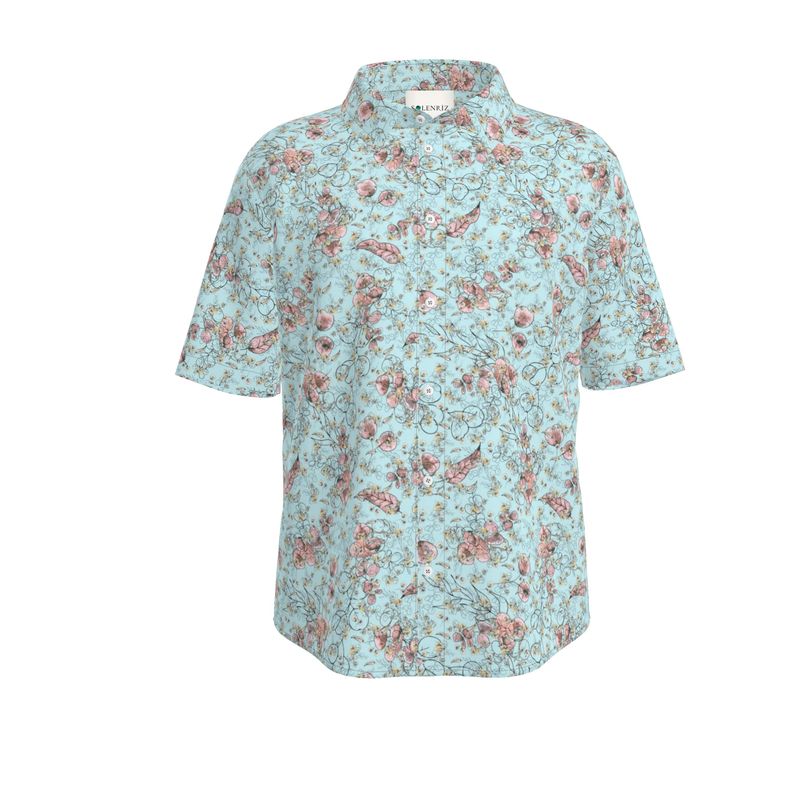 Men’s Aqua & Blush Floral Short-Sleeve Shirt | Solenriz - Rizzlly