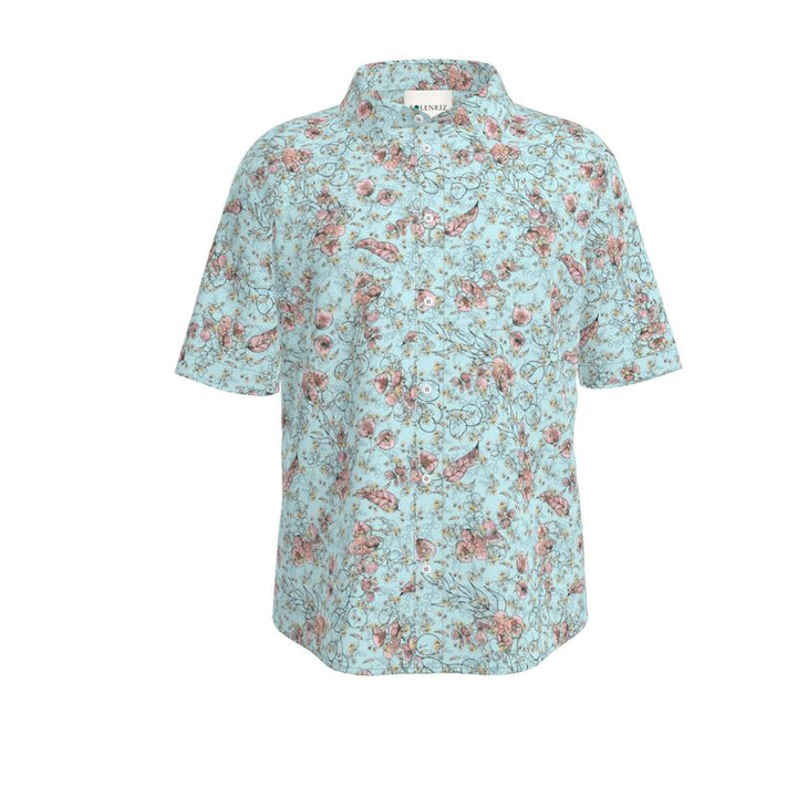 Men’s Aqua & Blush Floral Short-Sleeve Shirt | Solenriz - Rizzlly