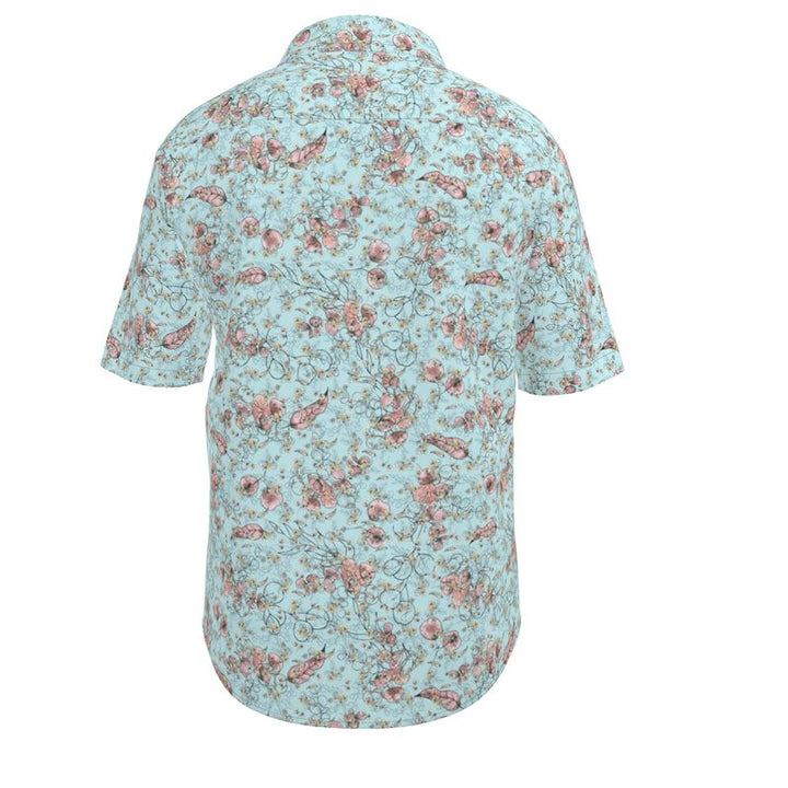 Men’s Aqua & Blush Floral Short-Sleeve Shirt | Solenriz - Rizzlly