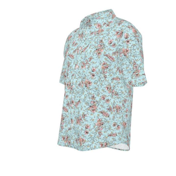Men’s Aqua & Blush Floral Short-Sleeve Shirt | Solenriz - Rizzlly