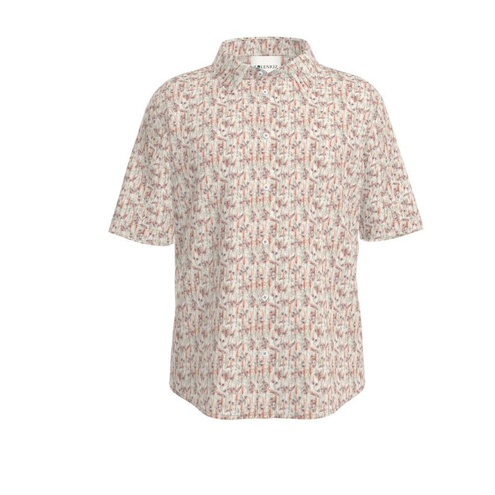 Men’s Ivory & Terracotta Botanical Short-Sleeve Shirt | Solenriz - Rizzlly