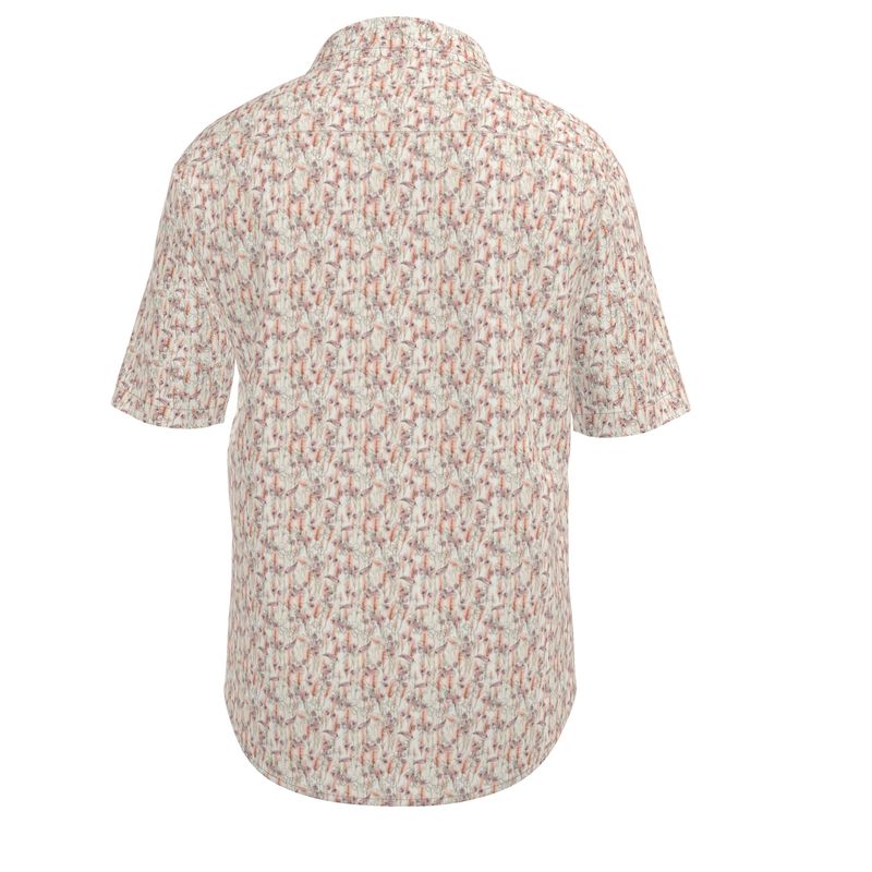 Men’s Ivory & Terracotta Botanical Short-Sleeve Shirt | Solenriz - Rizzlly