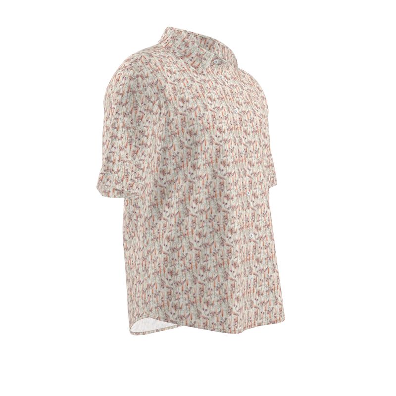 Men’s Ivory & Terracotta Botanical Short-Sleeve Shirt | Solenriz - Rizzlly
