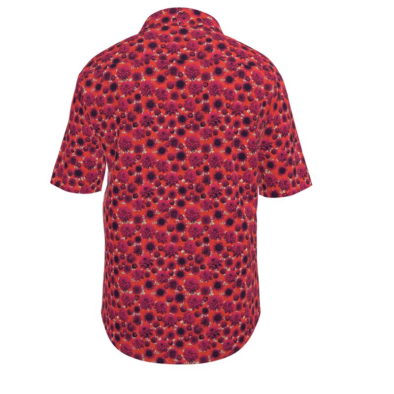 Men’s Red & Orange Floral Short-Sleeve Shirt | Solenriz - Rizzlly