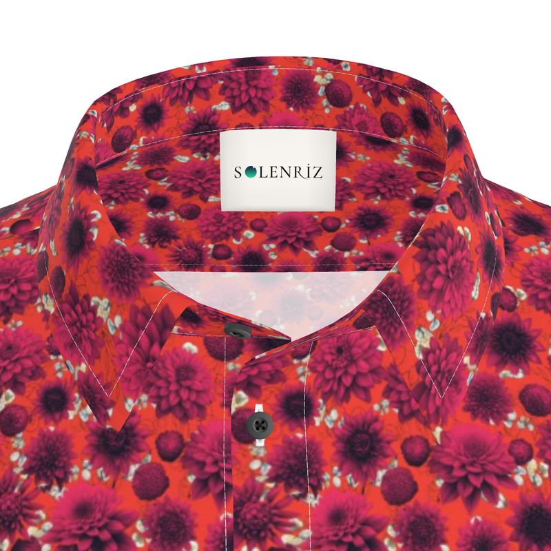Men’s Red & Orange Floral Short-Sleeve Shirt | Solenriz - Rizzlly