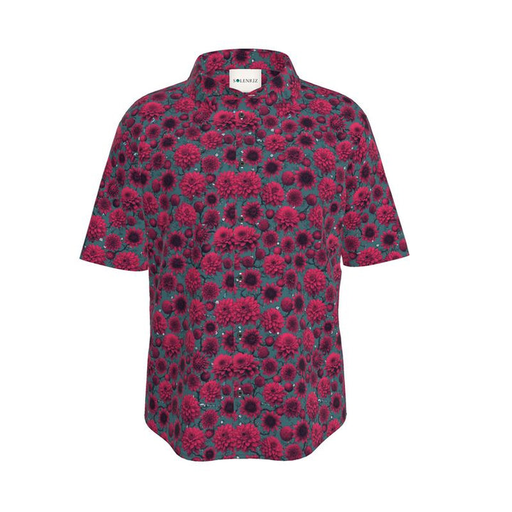 Men’s Charcoal & Red Blossom Short-Sleeve Shirt | Solenriz - Rizzlly