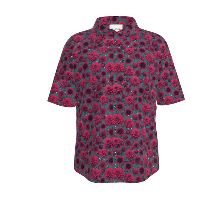 Men’s Charcoal & Red Blossom Short-Sleeve Shirt | Solenriz - Rizzlly