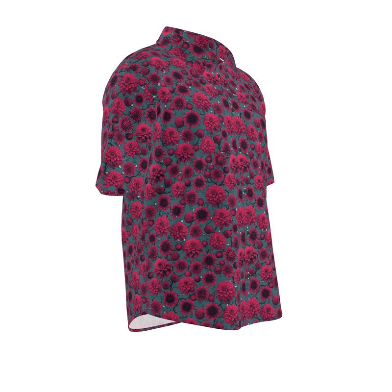 Men’s Charcoal & Red Blossom Short-Sleeve Shirt | Solenriz - Rizzlly