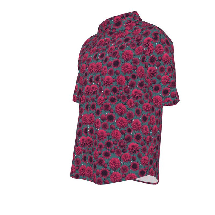 Men’s Charcoal & Red Blossom Short-Sleeve Shirt | Solenriz - Rizzlly