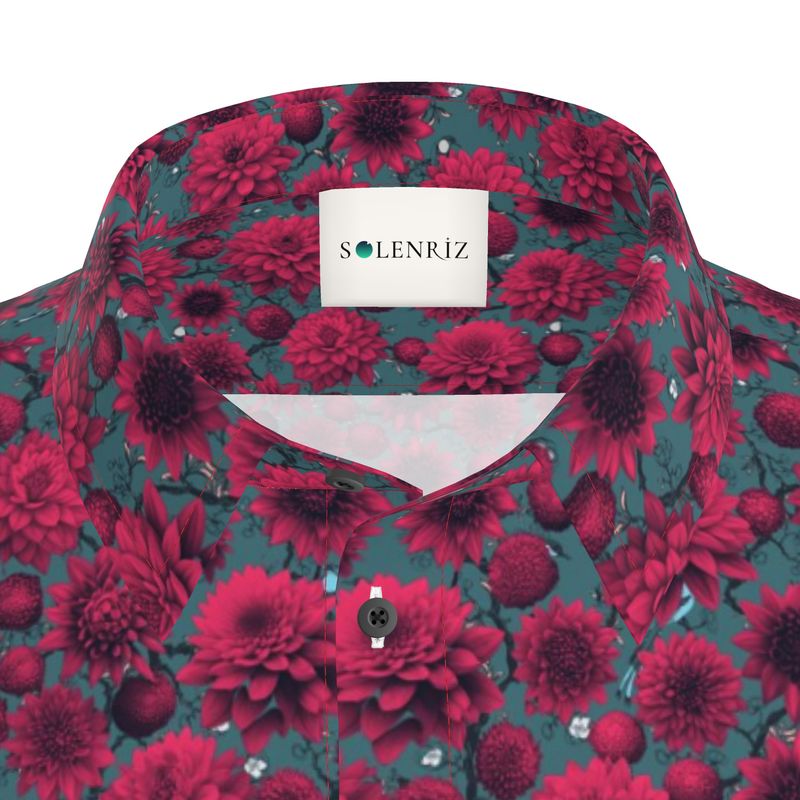 Men’s Charcoal & Red Blossom Short-Sleeve Shirt | Solenriz - Rizzlly