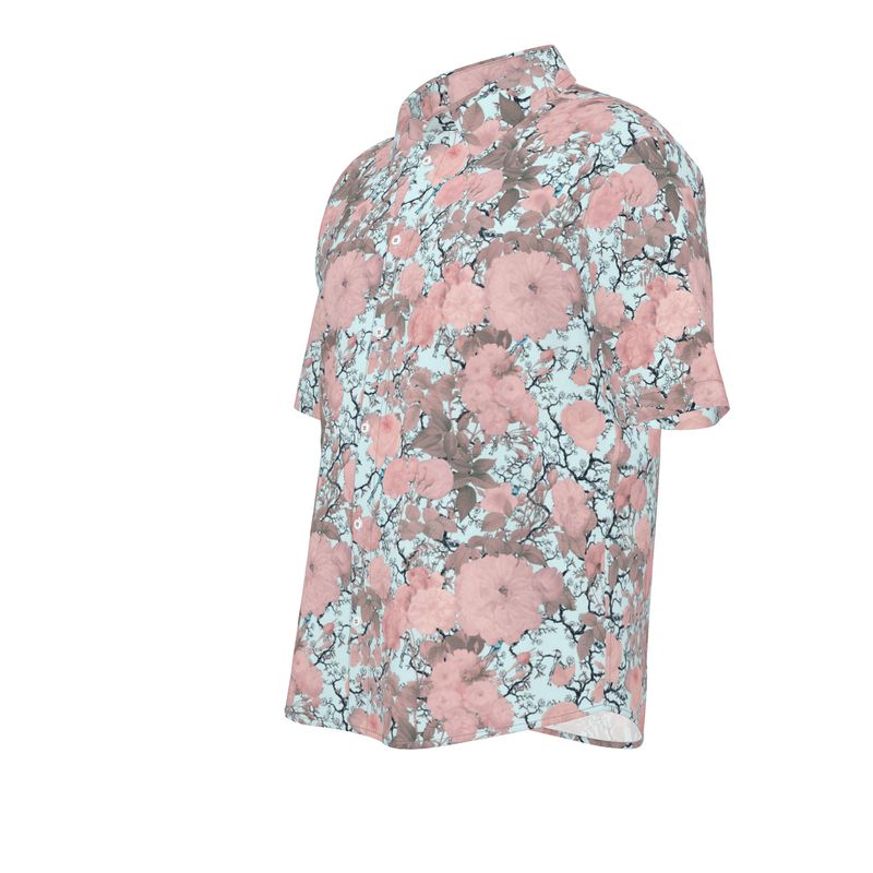 Men’s Blush Pink & Sage Floral Short-Sleeve Shirt | Solenriz - Rizzlly