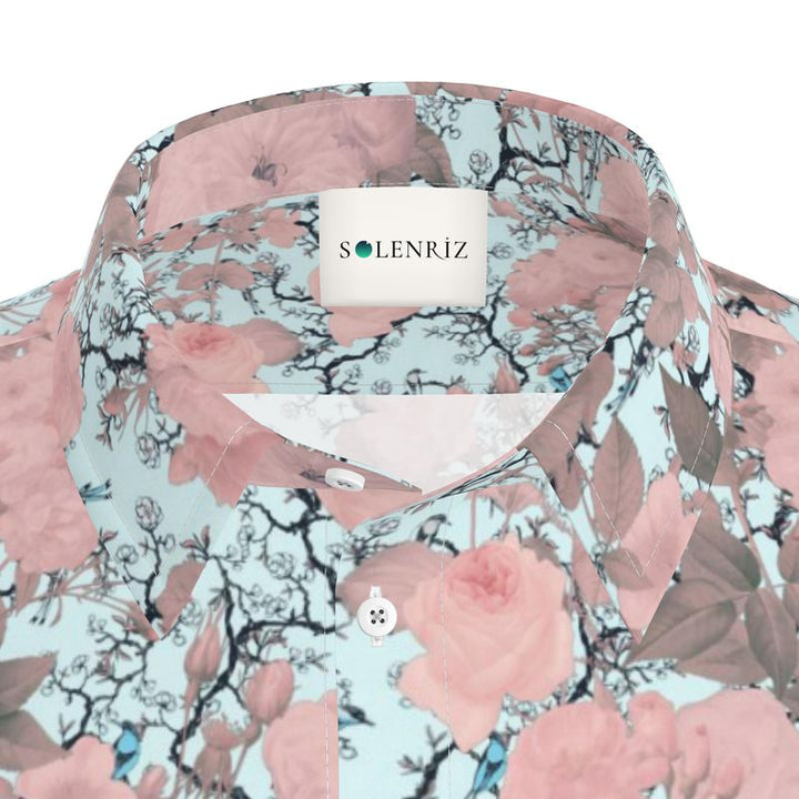 Men’s Blush Pink & Sage Floral Short-Sleeve Shirt | Solenriz - Rizzlly