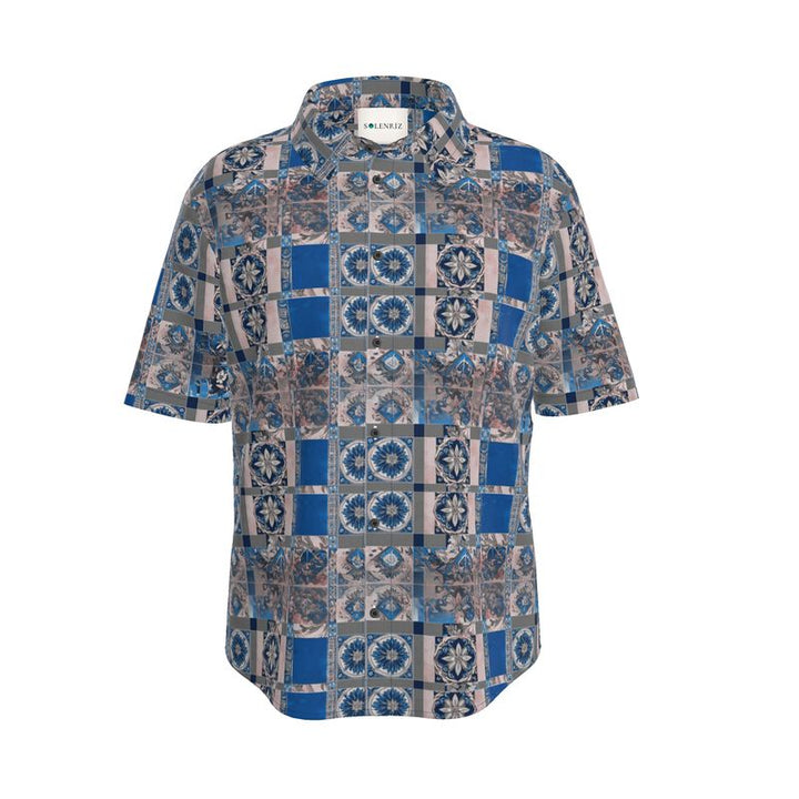 Mosaic Harmony Men's Button-Up Shirt - Rizzlly