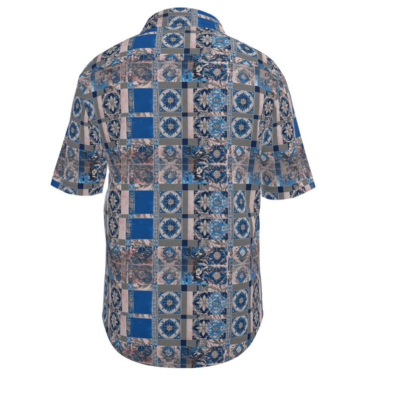 Mosaic Harmony Men's Button-Up Shirt - Rizzlly