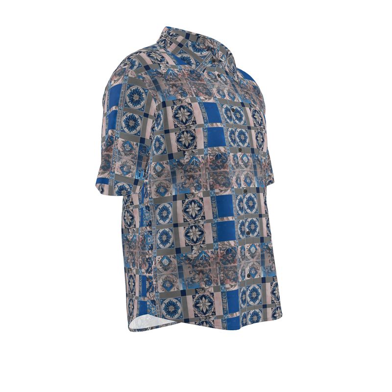 Mosaic Harmony Men's Button-Up Shirt - Rizzlly
