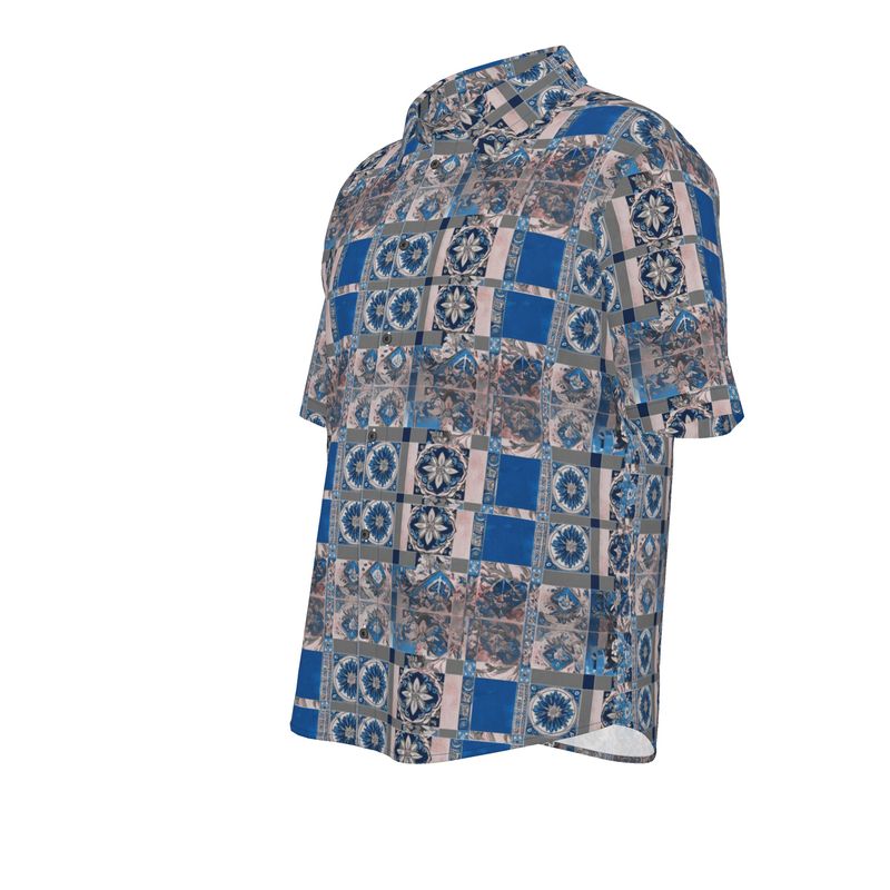 Mosaic Harmony Men's Button-Up Shirt - Rizzlly