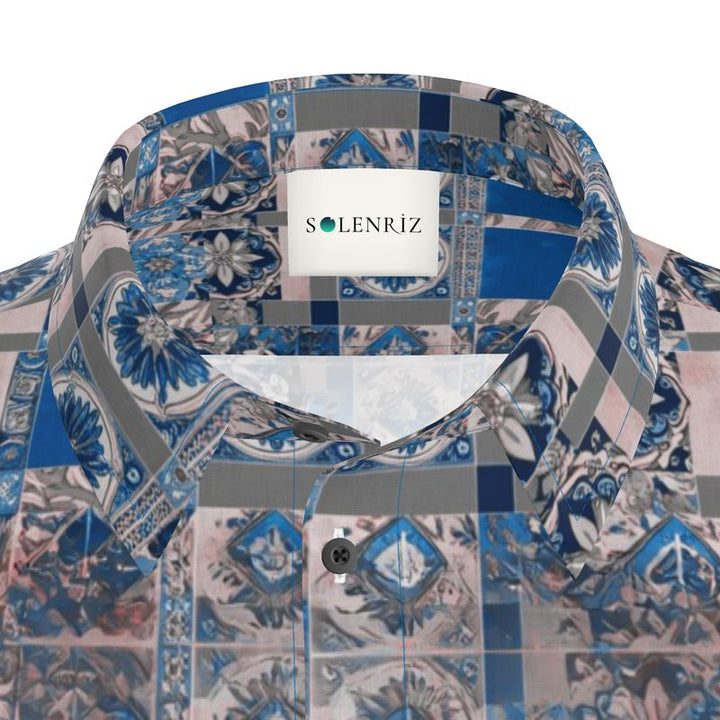 Mosaic Harmony Men's Button-Up Shirt - Rizzlly