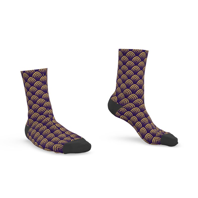 Halfmoon Purple & Gold Socks - Rizzlly