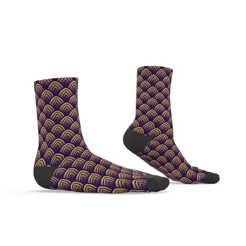 Halfmoon Purple & Gold Socks - Rizzlly