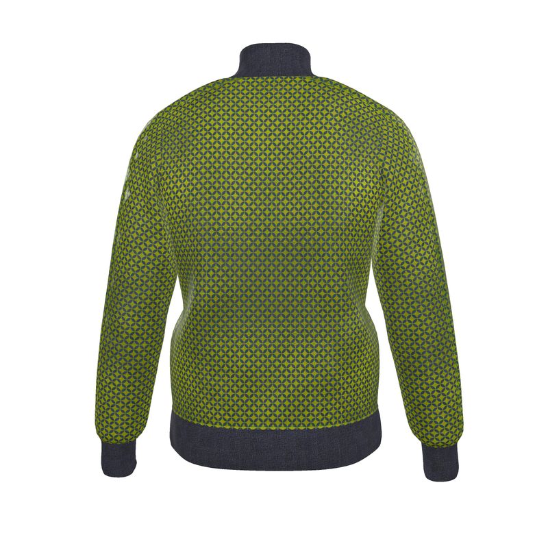 Olive Geometric Zip-Up Jacket - Rizzlly