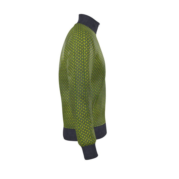 Olive Geometric Zip-Up Jacket - Rizzlly