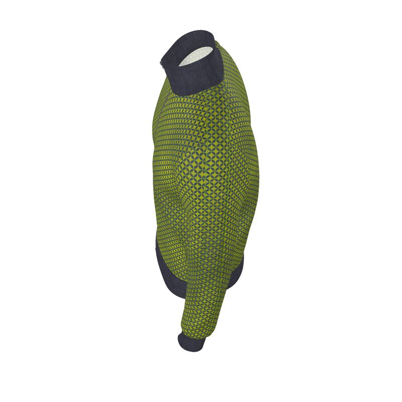 Olive Geometric Zip-Up Jacket - Rizzlly
