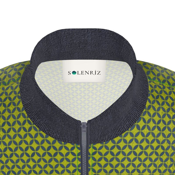 Olive Geometric Zip-Up Jacket - Rizzlly