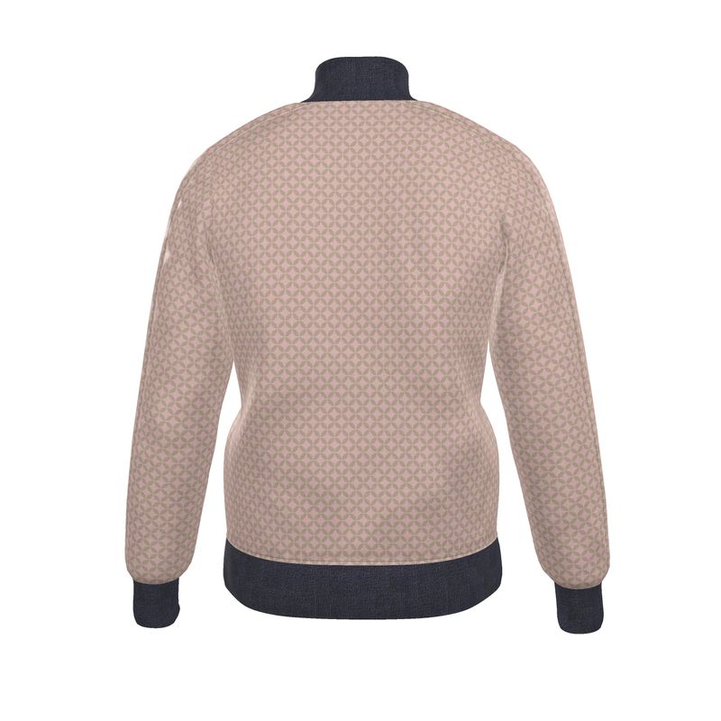 Beige Geometric Zip-Up Jacket - Rizzlly