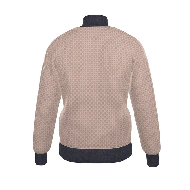 Beige Geometric Zip-Up Jacket - Rizzlly