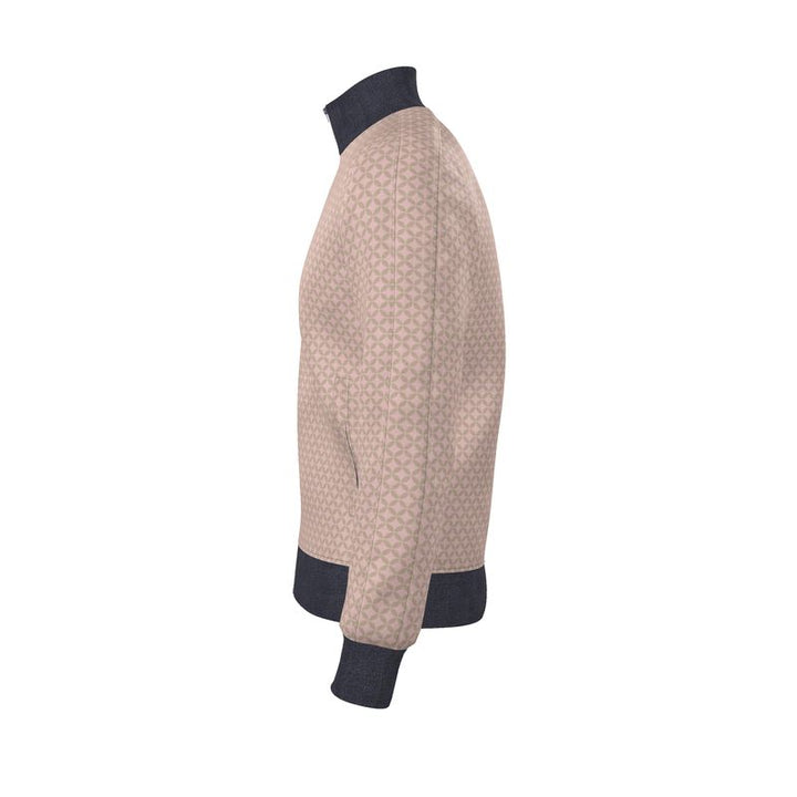 Beige Geometric Zip-Up Jacket - Rizzlly