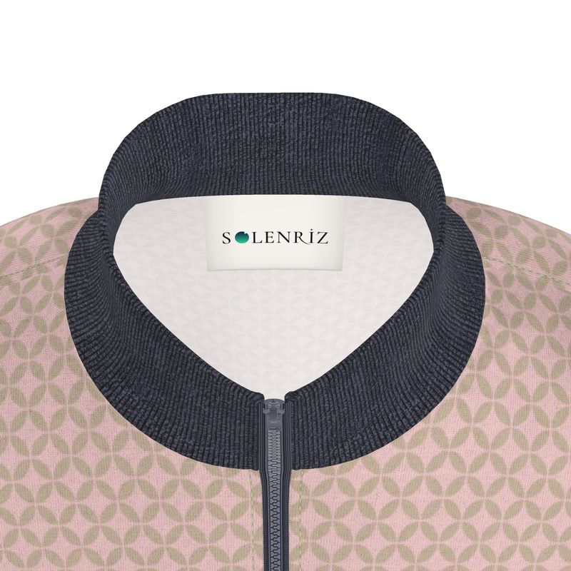 Beige Geometric Zip-Up Jacket - Rizzlly