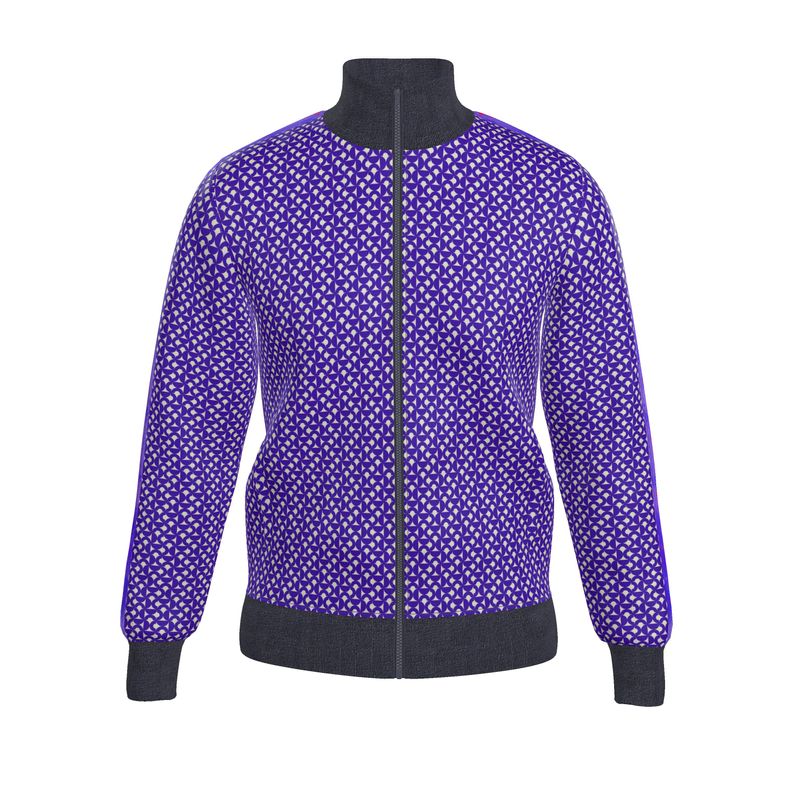 Purple Geometric Pattern Zip-Up Jacket - Rizzlly