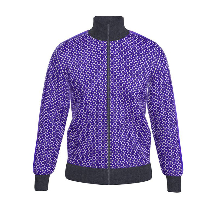 Purple Geometric Pattern Zip-Up Jacket - Rizzlly