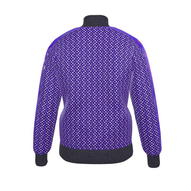 Purple Geometric Pattern Zip-Up Jacket - Rizzlly