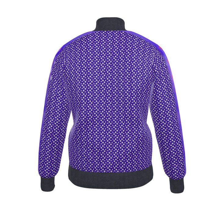 Purple Geometric Pattern Zip-Up Jacket - Rizzlly