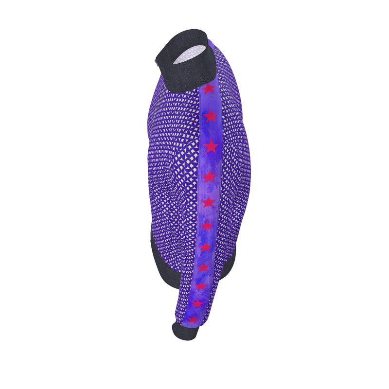 Purple Geometric Pattern Zip-Up Jacket - Rizzlly