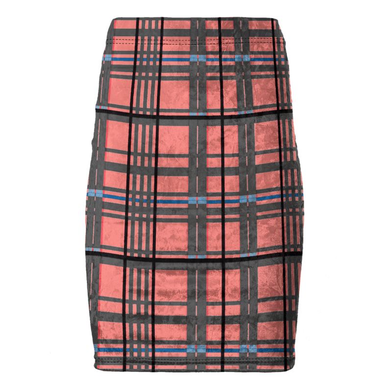Coral Check Pencil Skirt | Solenriz - Rizzlly