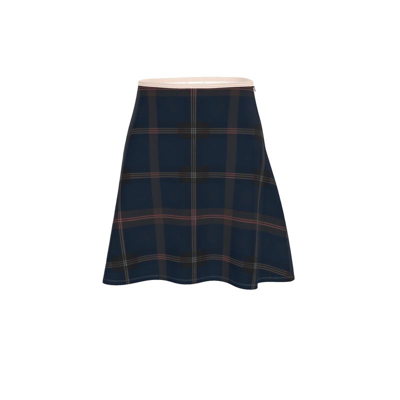 Navy Check Flared Skirt | Solenriz - Rizzlly