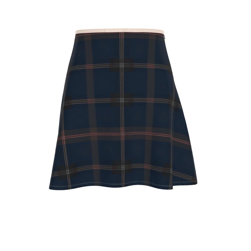 Navy Check Flared Skirt | Solenriz - Rizzlly