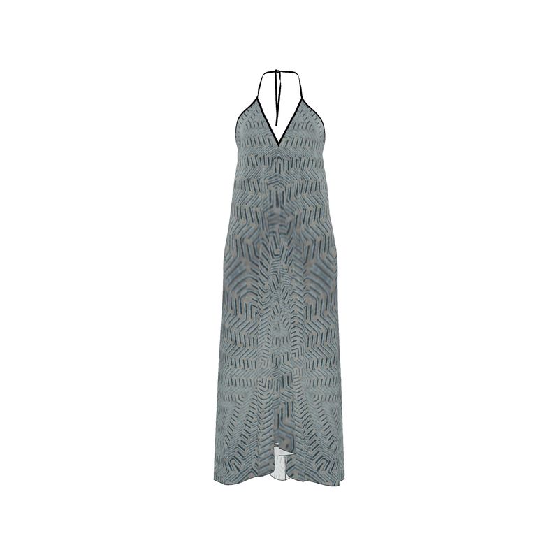 Linear Chic Ocean Halterneck Backless Dress | Solenriz - Rizzlly