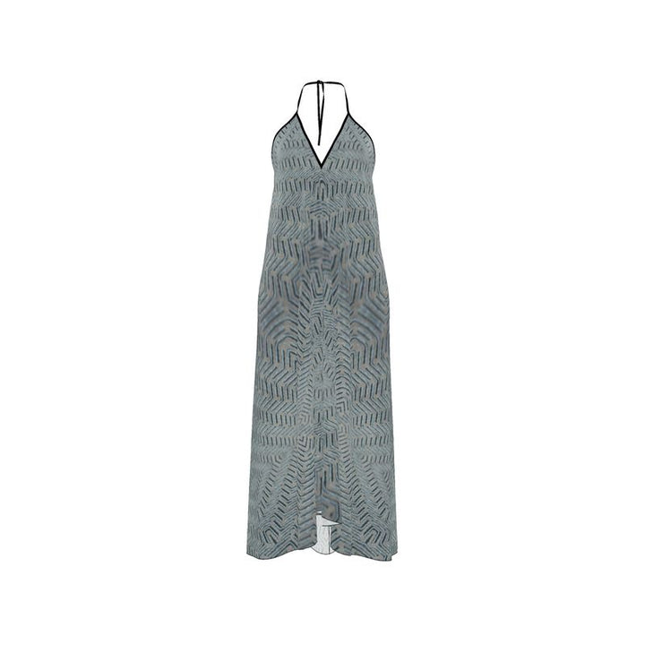 Linear Chic Ocean Halterneck Backless Dress | Solenriz - Rizzlly