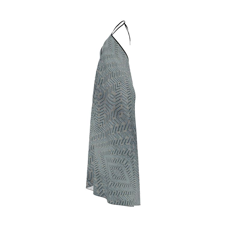 Linear Chic Ocean Halterneck Backless Dress | Solenriz - Rizzlly