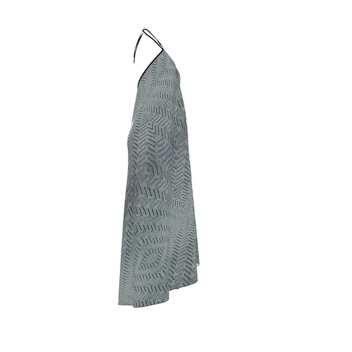 Linear Chic Ocean Halterneck Backless Dress | Solenriz - Rizzlly
