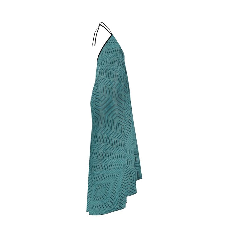 Linear Chic Green Halterneck Backless Dress | Solenriz - Rizzlly