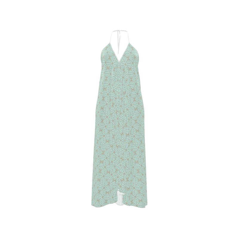 Green Reef Halterneck Backless Dress | Solenriz - Rizzlly