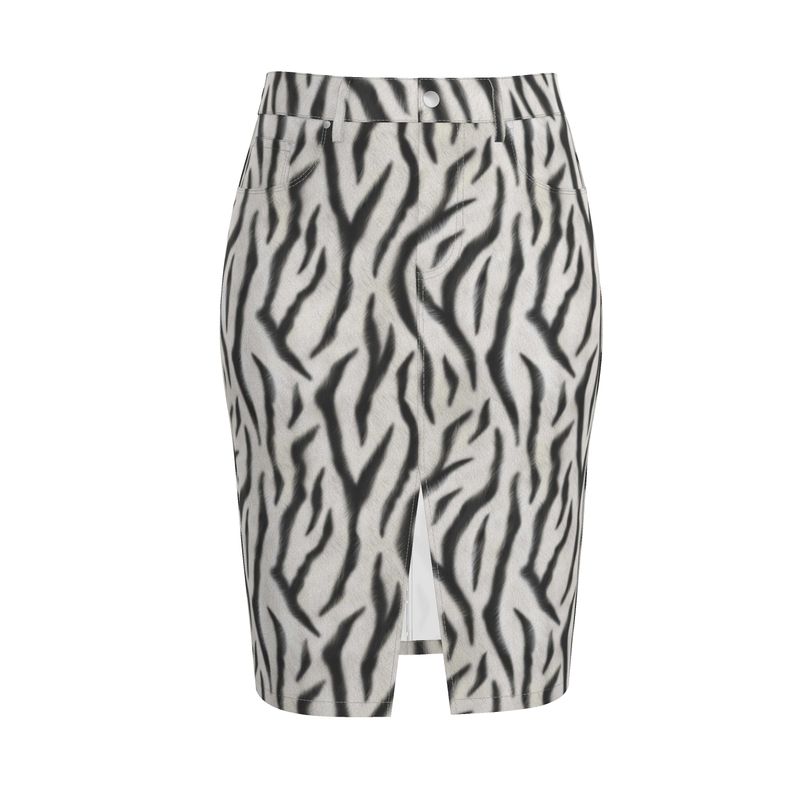 Zebra Denim Midi Skirt | Solenriz - Rizzlly