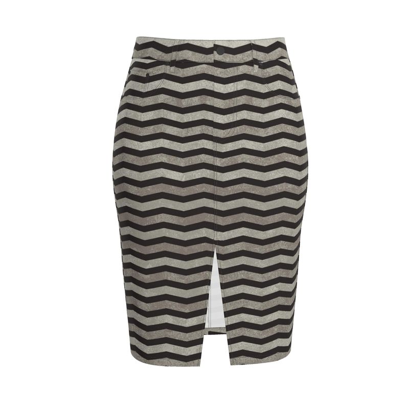 Chevron Denim Midi Skirt | Solenriz - Rizzlly