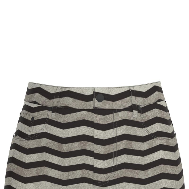Chevron Denim Midi Skirt | Solenriz - Rizzlly